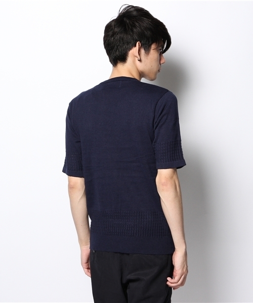 CIAOPANIC TYPY（チャオパニックティピー）の「ラミーコットン切替プルオーバー（ニット/セーター・メンズ・ネイビー/カーキ/ピンク・SMALL/LARGE/MEDIUM）」の7枚目の写真