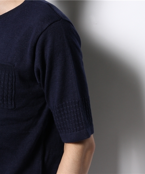 CIAOPANIC TYPY（チャオパニックティピー）の「ラミーコットン切替プルオーバー（ニット/セーター・メンズ・ネイビー/カーキ/ピンク・SMALL/LARGE/MEDIUM）」の9枚目の写真