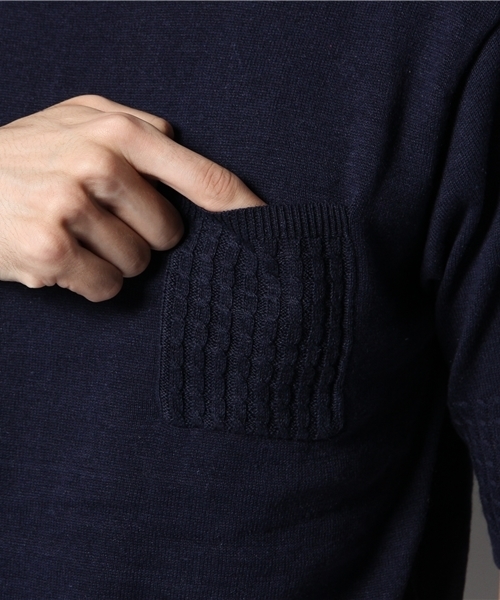 CIAOPANIC TYPY（チャオパニックティピー）の「ラミーコットン切替プルオーバー（ニット/セーター・メンズ・ネイビー/カーキ/ピンク・SMALL/LARGE/MEDIUM）」の10枚目の写真