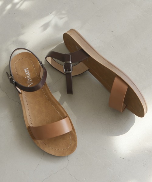 VIVIAN（ヴィヴィアン）の「ネックベルトカジュアルコンフォートサンダル（サンダル・レディース・ダークブラウン/リアルツリーカモ/シルバー/オリーブ×ブラック/アイボリー/ブラウン/キャメル/ベージュ/D/パイソン/ブラック/ベージュ系その他6・L/S/M/LL/XL/SS）」の5枚目の写真