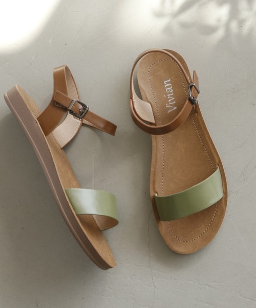 VIVIAN（ヴィヴィアン）の「ネックベルトカジュアルコンフォートサンダル（サンダル・レディース・ダークブラウン/リアルツリーカモ/シルバー/オリーブ×ブラック/アイボリー/ブラウン/キャメル/ベージュ/D/パイソン/ブラック/ベージュ系その他6・L/S/M/LL/XL/SS）」の8枚目の写真