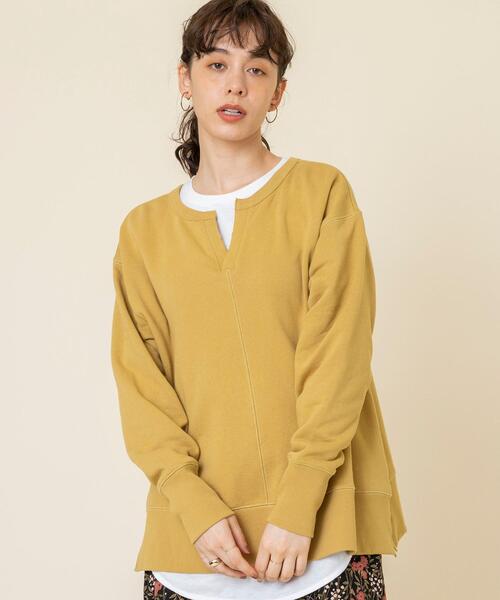 coen（コーエン）の「USAコットンオーガニックコットンミックス裏毛スウェットスキッパー（スウェット・レディース・ナチュラル/ブラック/マスタード・FREE）」の3枚目の写真