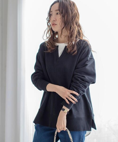 coen（コーエン）の「USAコットンオーガニックコットンミックス裏毛スウェットスキッパー（スウェット・レディース・ナチュラル/ブラック/マスタード・FREE）」の13枚目の写真