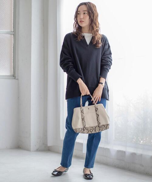 coen（コーエン）の「USAコットンオーガニックコットンミックス裏毛スウェットスキッパー（スウェット・レディース・ナチュラル/ブラック/マスタード・FREE）」の11枚目の写真