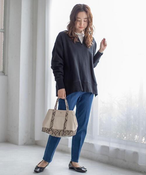 coen（コーエン）の「USAコットンオーガニックコットンミックス裏毛スウェットスキッパー（スウェット・レディース・ナチュラル/ブラック/マスタード・FREE）」の9枚目の写真