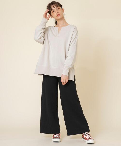 coen（コーエン）の「USAコットンオーガニックコットンミックス裏毛スウェットスキッパー（スウェット・レディース・ナチュラル/ブラック/マスタード・FREE）」の6枚目の写真