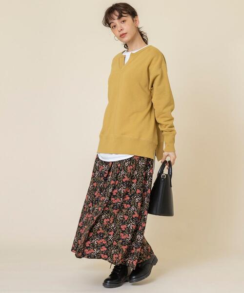 coen（コーエン）の「USAコットンオーガニックコットンミックス裏毛スウェットスキッパー（スウェット・レディース・ナチュラル/ブラック/マスタード・FREE）」の16枚目の写真