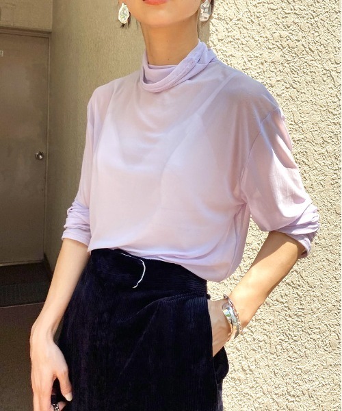 Ameri（アメリ）の「MESH TURTLE TOP（Tシャツ/カットソー・レディース・ブラック/パープル/ブラウン/イエロー・FREE）」の3枚目の写真