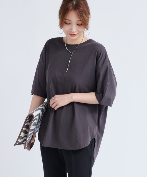 DouDou（ドゥドゥ）の「バックデザインパフT（Tシャツ/カットソー・レディース・オフホワイト/グレー系その他/グレイッシュベージュ・FREE）」の14枚目の写真