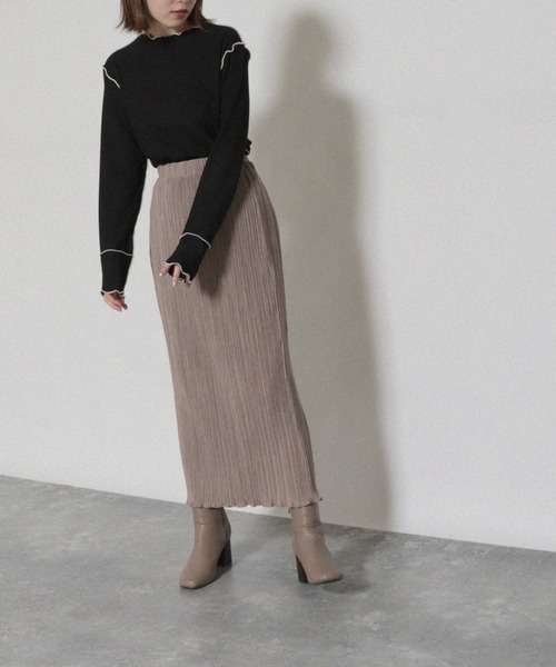 Cheek（チーク）の「抗菌加工配色メローTOPS（Tシャツ/カットソー・レディース・ブラック/グリーン/アイボリー・MEDIUM）」の5枚目の写真