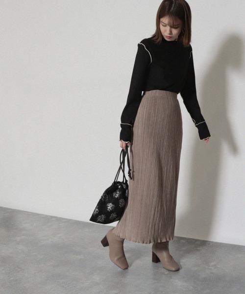 Cheek（チーク）の「抗菌加工配色メローTOPS（Tシャツ/カットソー・レディース・ブラック/グリーン/アイボリー・MEDIUM）」の12枚目の写真