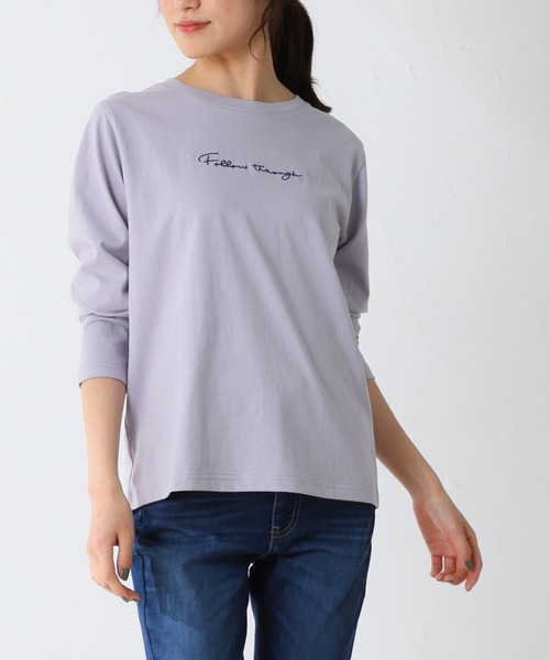 Honeys(ハニーズ)の「刺繍ロゴTシャツ(Tシャツ/カットソー・レディース・ブラック/パープル/グレー/オフホワイト/ホワイト×パープル・S/M/L)」の5枚目の写真