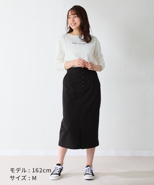 Honeys(ハニーズ)の「刺繍ロゴTシャツ(Tシャツ/カットソー・レディース・ブラック/パープル/グレー/オフホワイト/ホワイト×パープル・S/M/L)」の6枚目の写真