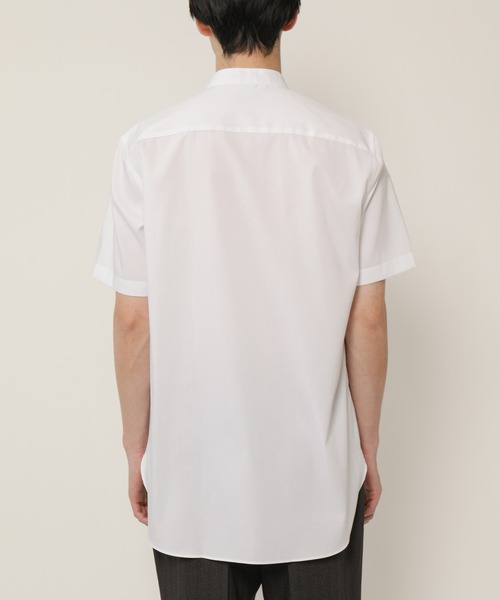 KASHIYAMA（カシヤマ）の「バンドカラーショートスリーブ　ロイヤルオックス　ロングテイルシャツ（シャツ/ブラウス・メンズ・ホワイト/ネイビー・マルチサイズ）」の8枚目の写真