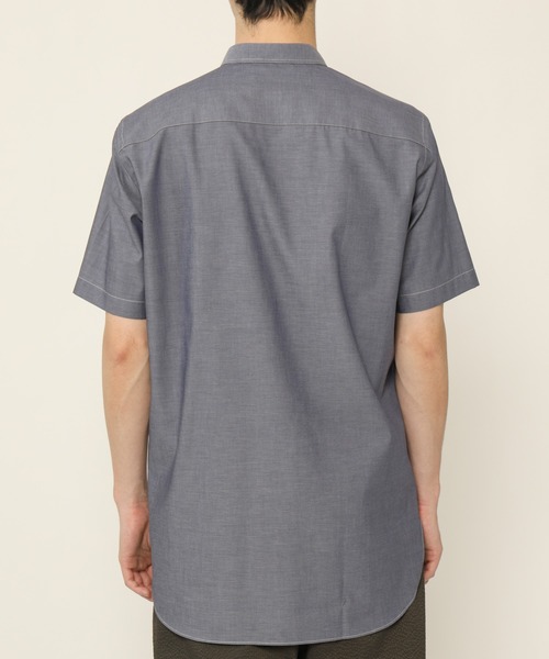 KASHIYAMA（カシヤマ）の「バンドカラーショートスリーブ　ロイヤルオックス　ロングテイルシャツ（シャツ/ブラウス・メンズ・ホワイト/ネイビー・マルチサイズ）」の14枚目の写真