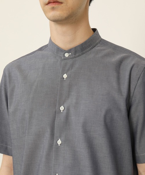 KASHIYAMA（カシヤマ）の「バンドカラーショートスリーブ　ロイヤルオックス　ロングテイルシャツ（シャツ/ブラウス・メンズ・ホワイト/ネイビー・マルチサイズ）」の16枚目の写真