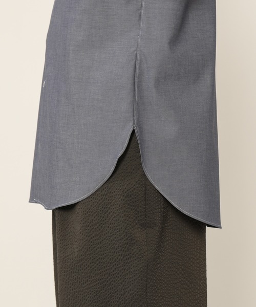 KASHIYAMA（カシヤマ）の「バンドカラーショートスリーブ　ロイヤルオックス　ロングテイルシャツ（シャツ/ブラウス・メンズ・ホワイト/ネイビー・マルチサイズ）」の19枚目の写真