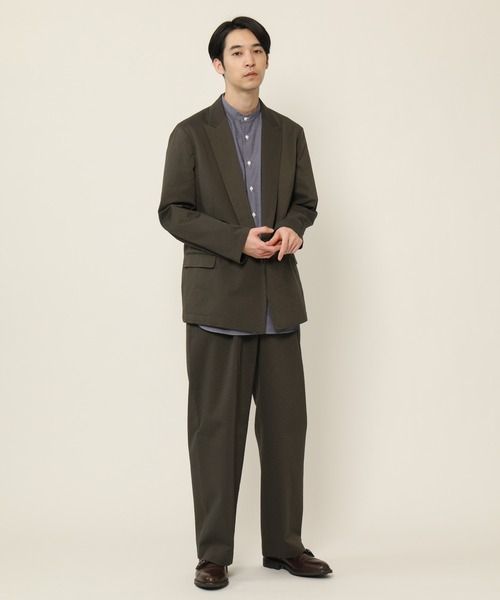 KASHIYAMA（カシヤマ）の「バンドカラーショートスリーブ　ロイヤルオックス　ロングテイルシャツ（シャツ/ブラウス・メンズ・ホワイト/ネイビー・マルチサイズ）」の9枚目の写真