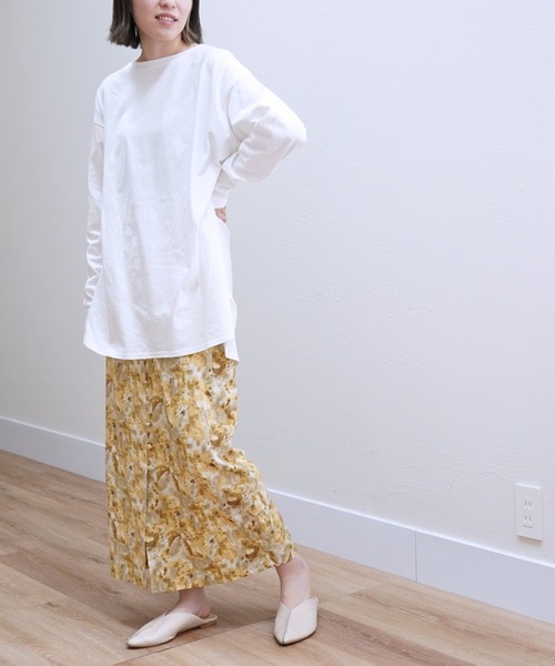 Cheek（チーク）の「ニュアンス柄フロントボタンタイトスカート（スカート・レディース・イエロー/グリーン・MEDIUM）」の3枚目の写真