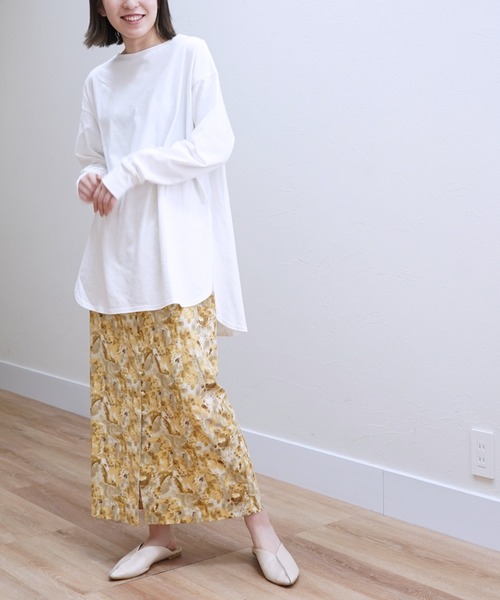 Cheek（チーク）の「ニュアンス柄フロントボタンタイトスカート（スカート・レディース・イエロー/グリーン・MEDIUM）」の4枚目の写真