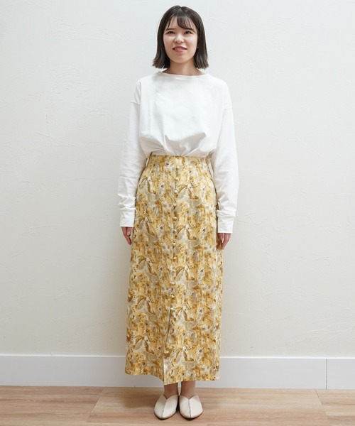 Cheek（チーク）の「ニュアンス柄フロントボタンタイトスカート（スカート・レディース・イエロー/グリーン・MEDIUM）」の5枚目の写真