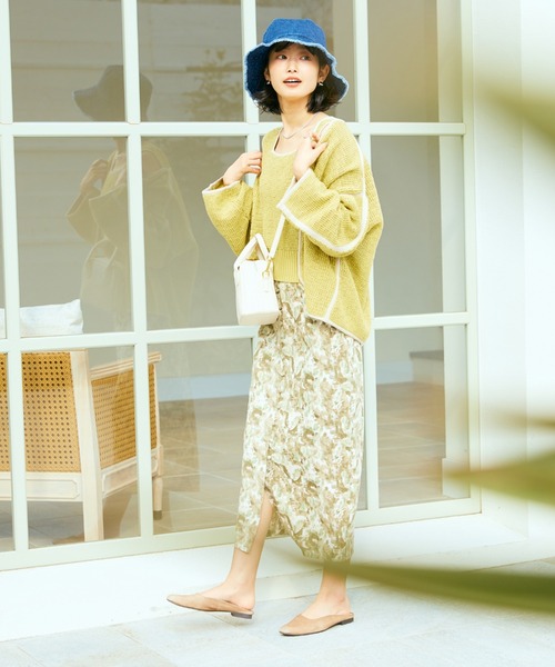 Cheek（チーク）の「ニュアンス柄フロントボタンタイトスカート（スカート・レディース・イエロー/グリーン・MEDIUM）」の8枚目の写真