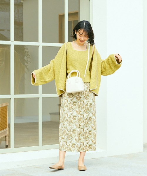 Cheek（チーク）の「ニュアンス柄フロントボタンタイトスカート（スカート・レディース・イエロー/グリーン・MEDIUM）」の9枚目の写真