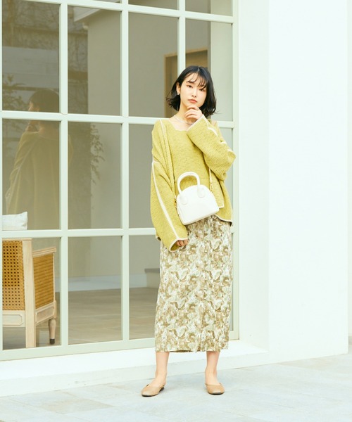 Cheek（チーク）の「ニュアンス柄フロントボタンタイトスカート（スカート・レディース・イエロー/グリーン・MEDIUM）」の11枚目の写真