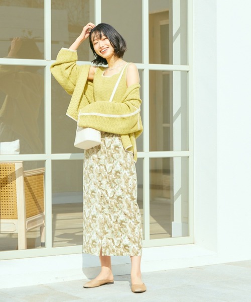 Cheek（チーク）の「ニュアンス柄フロントボタンタイトスカート（スカート・レディース・イエロー/グリーン・MEDIUM）」の14枚目の写真
