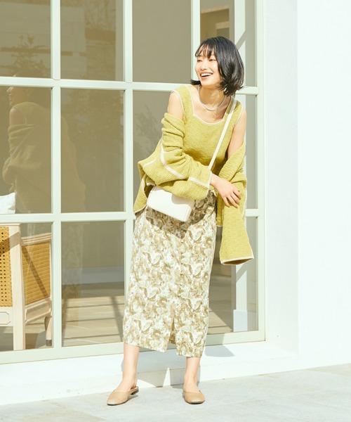 Cheek（チーク）の「ニュアンス柄フロントボタンタイトスカート（スカート・レディース・イエロー/グリーン・MEDIUM）」の12枚目の写真