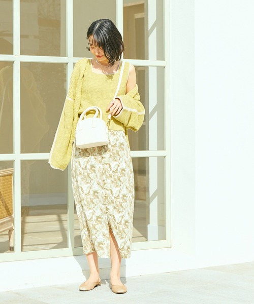 Cheek（チーク）の「ニュアンス柄フロントボタンタイトスカート（スカート・レディース・イエロー/グリーン・MEDIUM）」の13枚目の写真