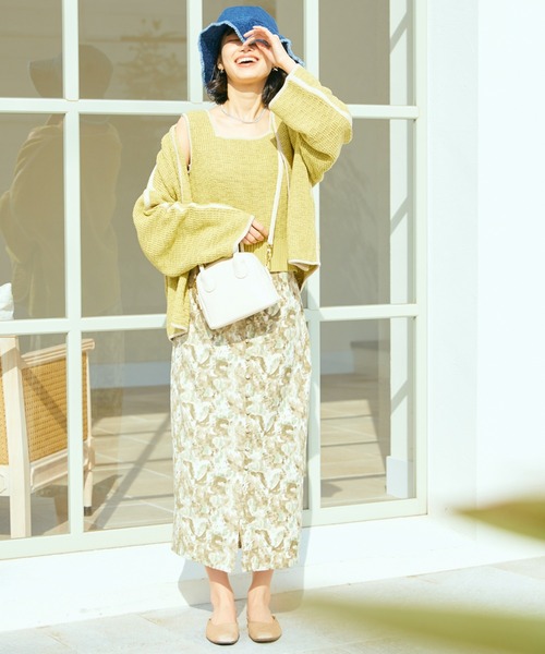 Cheek（チーク）の「ニュアンス柄フロントボタンタイトスカート（スカート・レディース・イエロー/グリーン・MEDIUM）」の16枚目の写真