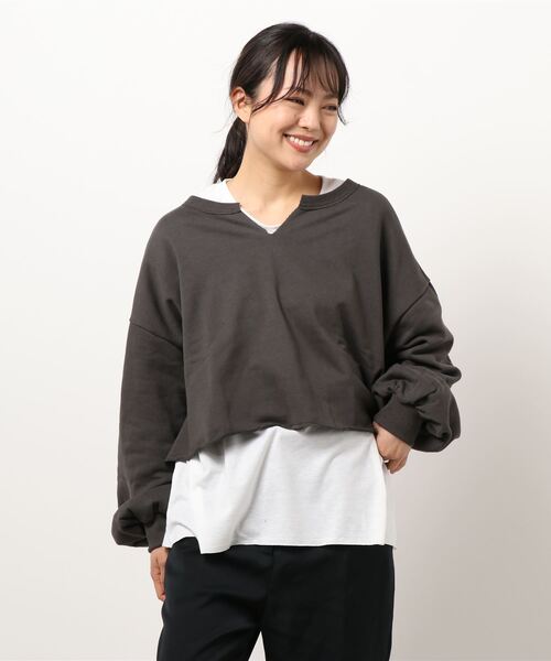 KOBE LETTUCE（コウベレタス）の「[ 2点セット ]ロンT×スキッパースウェットトップス（スウェット・レディース・ネイビー/ブラック系その他/ホワイト系その他・FREE）」の16枚目の写真
