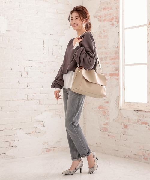KOBE LETTUCE（コウベレタス）の「[ 2点セット ]ロンT×スキッパースウェットトップス（スウェット・レディース・ネイビー/ブラック系その他/ホワイト系その他・FREE）」の12枚目の写真