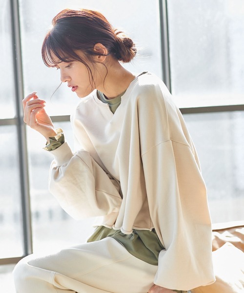 KOBE LETTUCE（コウベレタス）の「[ 2点セット ]ロンT×スキッパースウェットトップス（スウェット・レディース・ネイビー/ブラック系その他/ホワイト系その他・FREE）」の7枚目の写真