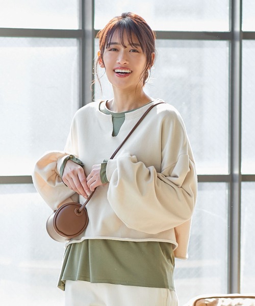 KOBE LETTUCE（コウベレタス）の「[ 2点セット ]ロンT×スキッパースウェットトップス（スウェット・レディース・ネイビー/ブラック系その他/ホワイト系その他・FREE）」の8枚目の写真