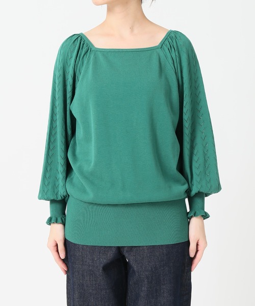 SLOBE IENA(スローブイエナ)の「PECCI SOFTCREPE 柄編みプルオーバー【手洗い可能】◆(ニット/セーター・レディース・ナチュラル/グリーン/イエロー・FREE)」の10枚目の写真
