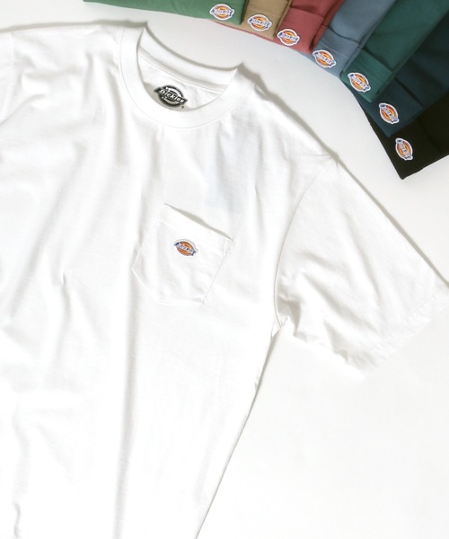 Dickies（ディッキーズ）の「Dickies/ディッキーズ ミニロゴワッペン ポケット付 無地Tシャツ（Tシャツ/カットソー・メンズ・ホワイト/ブラック/ベージュ/ピンク/ブルー/グリーン/サックスブルー/ブルーグリーン・LL/M/L）」の2枚目の写真