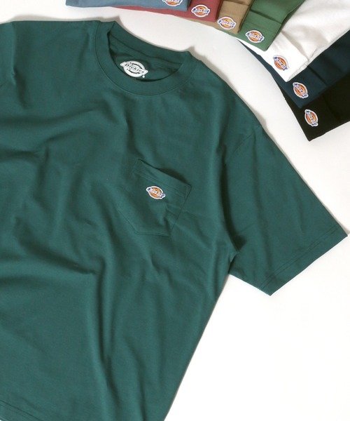 Dickies（ディッキーズ）の「Dickies/ディッキーズ ミニロゴワッペン ポケット付 無地Tシャツ（Tシャツ/カットソー・メンズ・ホワイト/ブラック/ベージュ/ピンク/ブルー/グリーン/サックスブルー/ブルーグリーン・LL/M/L）」の7枚目の写真