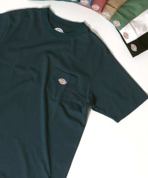 Dickies（ディッキーズ）の「Dickies/ディッキーズ ミニロゴワッペン ポケット付 無地Tシャツ（Tシャツ/カットソー・メンズ・ホワイト/ブラック/ベージュ/ピンク/ブルー/グリーン/サックスブルー/ブルーグリーン・LL/M/L）」の6枚目の写真