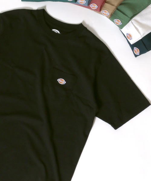 Dickies（ディッキーズ）の「Dickies/ディッキーズ ミニロゴワッペン ポケット付 無地Tシャツ（Tシャツ/カットソー・メンズ・ホワイト/ブラック/ベージュ/ピンク/ブルー/グリーン/サックスブルー/ブルーグリーン・LL/M/L）」の3枚目の写真