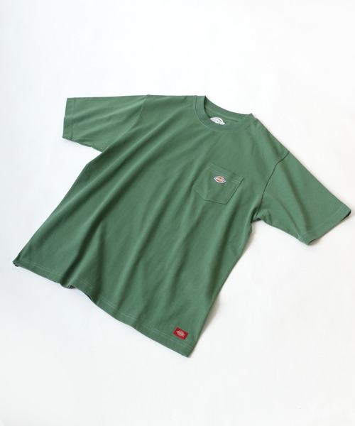 Dickies（ディッキーズ）の「Dickies/ディッキーズ ミニロゴワッペン ポケット付 無地Tシャツ（Tシャツ/カットソー・メンズ・ホワイト/ブラック/ベージュ/ピンク/ブルー/グリーン/サックスブルー/ブルーグリーン・LL/M/L）」の12枚目の写真