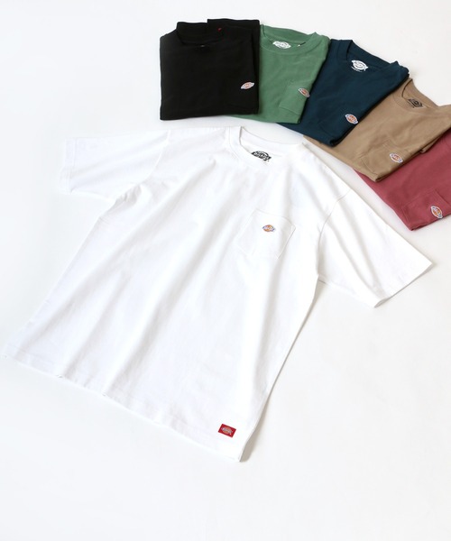Dickies（ディッキーズ）の「Dickies/ディッキーズ ミニロゴワッペン ポケット付 無地Tシャツ（Tシャツ/カットソー・メンズ・ホワイト/ブラック/ベージュ/ピンク/ブルー/グリーン/サックスブルー/ブルーグリーン・LL/M/L）」の11枚目の写真