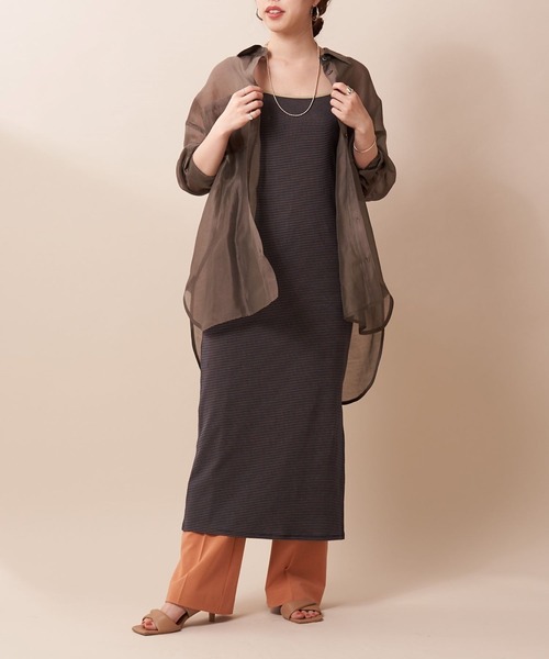 SHENERY（シーナリー）の「細ボーダーカットソーキャミワンピース（ワンピース・レディース・ネイビー/ブルー・FREE）」の18枚目の写真