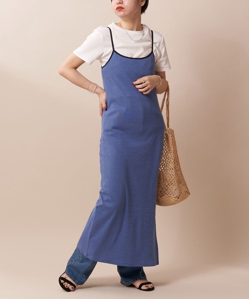 SHENERY（シーナリー）の「細ボーダーカットソーキャミワンピース（ワンピース・レディース・ネイビー/ブルー・FREE）」の7枚目の写真