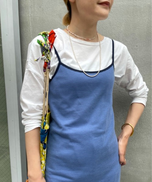 SHENERY（シーナリー）の「細ボーダーカットソーキャミワンピース（ワンピース・レディース・ネイビー/ブルー・FREE）」の4枚目の写真