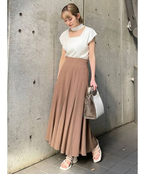 MURUA（ムルーア）の「チョーカーフレンチスリーブニット（ニット/セーター・レディース・ホワイト/ブラック/ピンク/ベージュ・FREE）」の5枚目の写真