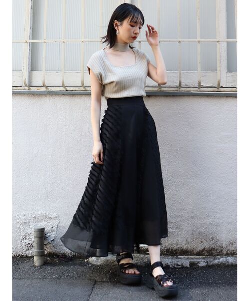 MURUA（ムルーア）の「チョーカーフレンチスリーブニット（ニット/セーター・レディース・ホワイト/ブラック/ピンク/ベージュ・FREE）」の22枚目の写真