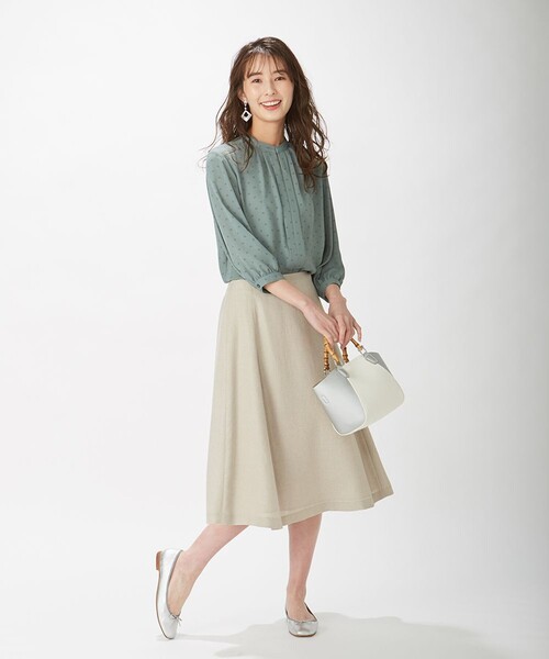 J.PRESS(ジェイプレス)の「【洗える】ポリエステル デシン幾何プリント ブラウス(シャツ/ブラウス・レディース・スモーキーグリーン系5/ネイビー系5/アイボリー系5・F)」の19枚目の写真