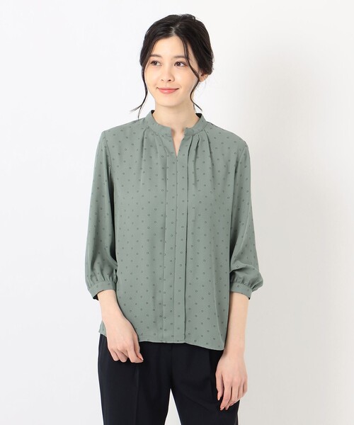 J.PRESS(ジェイプレス)の「【洗える】ポリエステル デシン幾何プリント ブラウス(シャツ/ブラウス・レディース・スモーキーグリーン系5/ネイビー系5/アイボリー系5・F)」の16枚目の写真